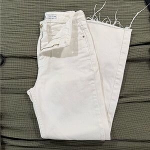 Zara raw hem white ankle jeans